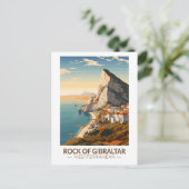 Rock of Gibraltar Travel Art Vintage Briefkaart (Staand voorkant)