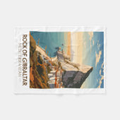 Rock of Gibraltar Travel Art Vintage Fleece Deken (Voorkant (Horizontaal))