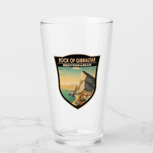Rock of Gibraltar Travel Art Vintage Glas (Voorkant)