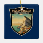 Rock of Gibraltar Travel Art Vintage Keramisch Ornament<br><div class="desc">Rock of Gibraltar in een vectorkunststijl. De rots van Gibraltar is een monolithisch kalksteenvoorgebergte gelegen op het Britse grondgebied van Gibraltar,  nabij de zuidwestelijke punt van Europa op het Iberisch Schiereiland.</div>