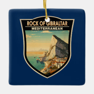 Rock of Gibraltar Travel Art Vintage Keramisch Ornament