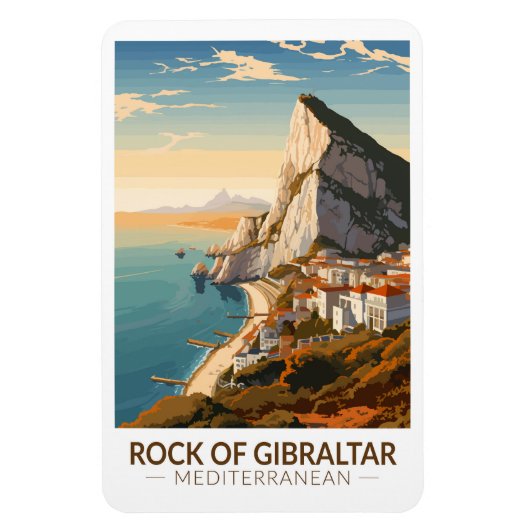 Rock of Gibraltar Travel Art Vintage Magneet (Verticaal)