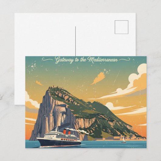 Rock of Gibraltar Travel Art Vintage Poster Briefkaart (Voorkant / Achterkant)