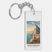 Rock of Gibraltar Travel Art Vintage Sleutelhanger (Voorkant Links)