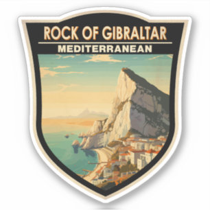 Rock of Gibraltar Travel Art Vintage Sticker