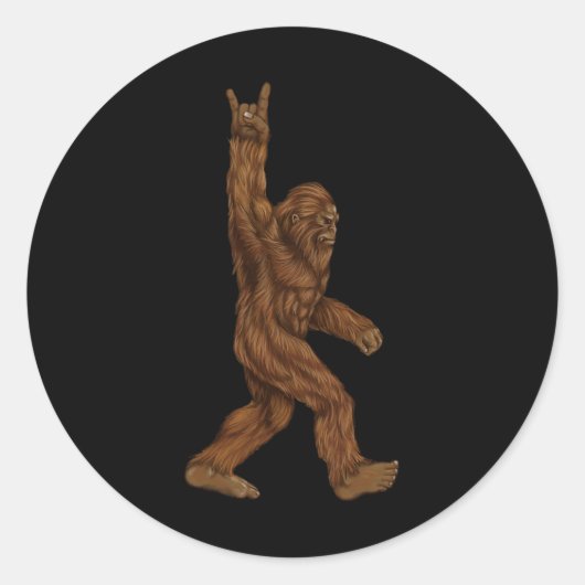 Rock on Bigfoot - Concert Buddy - Hand Drawn Sasqu Ronde Sticker (Voorkant)