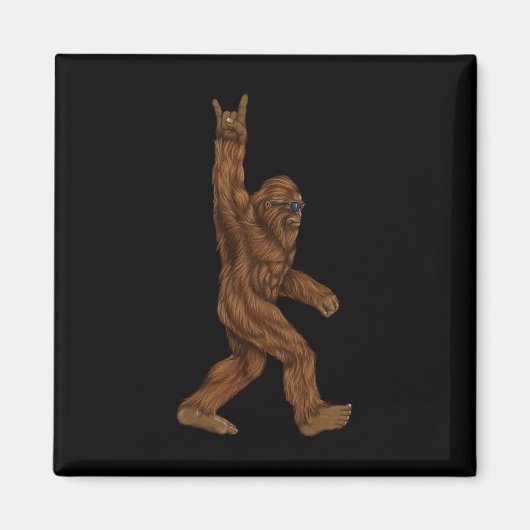 Rock on Bigfoot sasquatch loves Rock and Roll Sung Magneet (Voorkant)