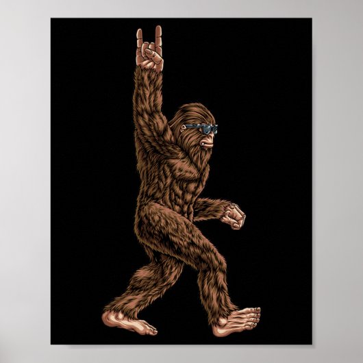 Rock on Bigfoot sasquatch loves Rock and Roll Sung Poster (Voorkant)