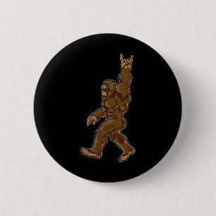 Rock on Bigfoot sasquatch loves Rock and Roll Sung Ronde Button 5,7 Cm