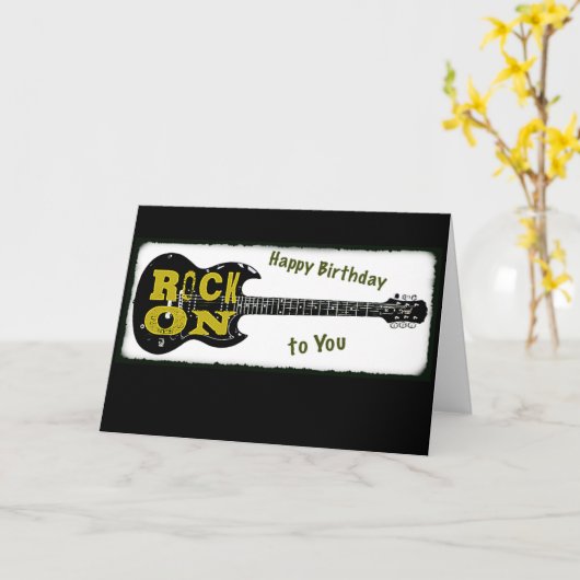 Rock On Birthday Kaart (Gele Bloem)
