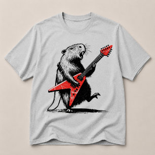 Rock On Capybara Gitaar Aan Barrels Elektrische Gi T-shirt