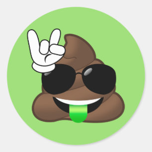 Rock on Cool Poop Emoji Groene Stickers