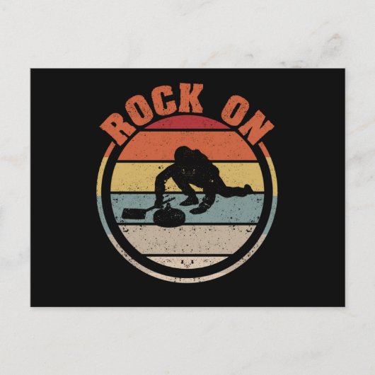 Rock on curling player team winter sports fan briefkaart (Voorkant)