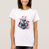 Rock On Drummer Kat T-shirt (Voorkant)