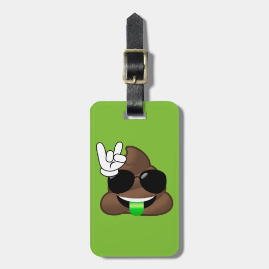Rock On Emoji Poep Bagagelabel (Voorkant verticaal)