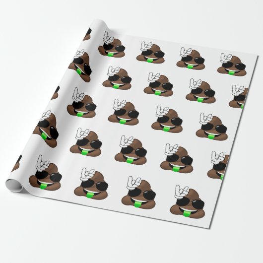 Rock On Emoji Poop Cadeaupapier (Uitgerold)