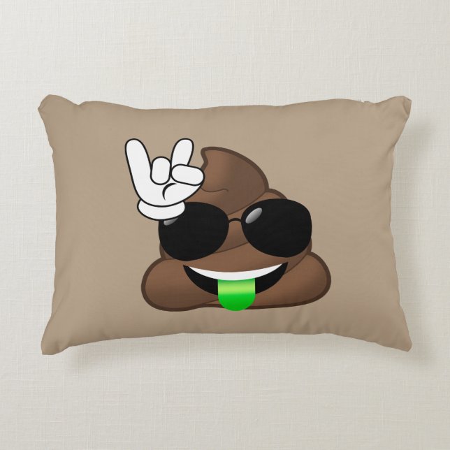 Rock On Emoji Poop Decoratief Kussen (Voorkant)