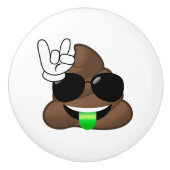Rock On Emoji Poop Keramische Knop (Voorkant)