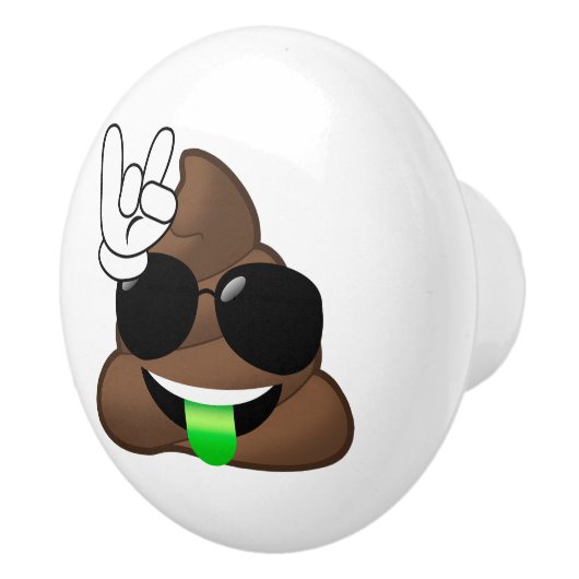 Rock On Emoji Poop Keramische Knop (Rechts)