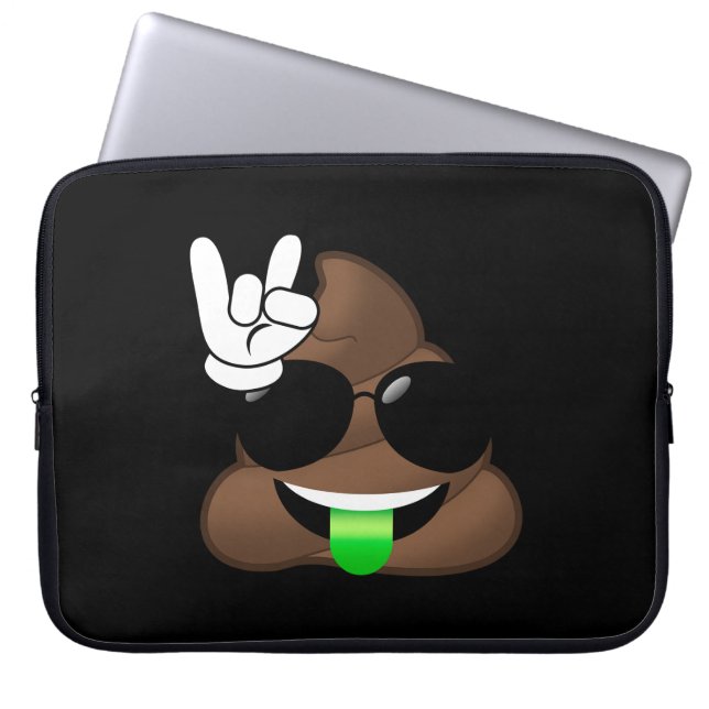 Rock On Emoji Poop Laptop Sleeve (Voorkant)