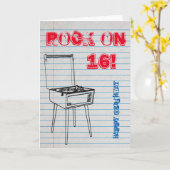 Rock On! Gelukkige 16e verjaardag kaart (Gele Bloem)