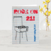 Rock On! Gelukkige 21e verjaardag kaart (Gele Bloem)