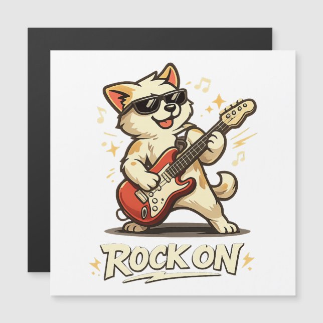 Rock On Gitaar Hond Grappige Rockmuziek (Voorkant / Achterkant)