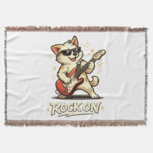 Rock On Gitaar Hond Grappige Rockmuziek Deken