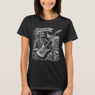 Rock On Guitar 80s Rock Roll Skeleton for T-shirt