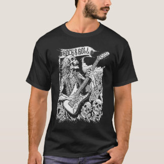 Rock On Guitar  80s Rock & Roll Skeleton of T-shirt
