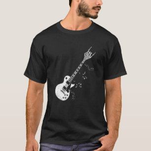 Rock on Guitar Neck with a Sweet Rock & Roll Skel T-shirt