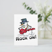 Rock on Guitar spelend Snowman Briefkaart (Staand voorkant)