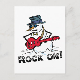 Rock on Guitar spelend Snowman Briefkaart