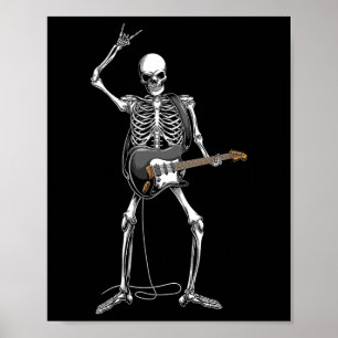 Rock on Halloween Skeleton Gitarist Rock and Roll Poster