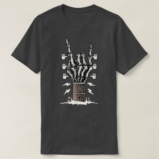 Rock on Hand Guitar Roll Skeleton Hand Music Lover T-shirt (Design voorkant)
