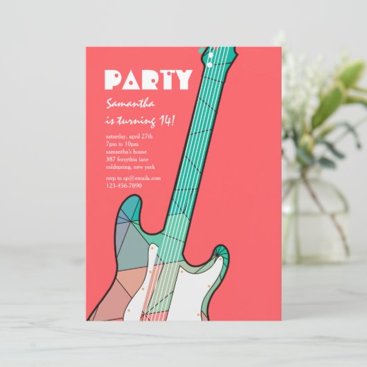 Rock On Invitation Kaart (Staand voorkant)