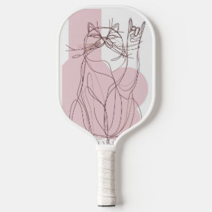 Rock On Kat Roze Minimalistische Lijnkunst Poster Pickleball Paddle