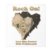 ROCK ON! Liefde Hike beschermt onze publieke grond Notitieblok (Voorkant)