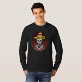 Rock On Mexican Skeleton Sombrero Dia De Los Muert T-shirt (Voorkant volledig)