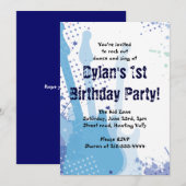 Rock on Musical Happy Birthday Party Invitation Kaart (Voorkant / Achterkant)