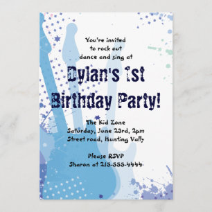 Rock on Musical Happy Birthday Party Invitation Kaart