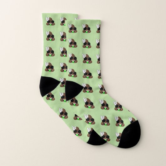 Rock on Poop Emoji Green Sokken (Paar)