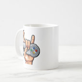 Rock On Retro Controller Gamer Hand Sign Mok (Voorkant links)