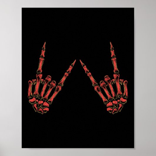 Rock on Rock and Roll Skeleton Handen - Voor Conce Poster (Voorkant)
