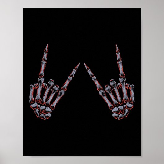 Rock on Rock and Roll Skeleton Handen - Voor Conce Poster (Voorkant)