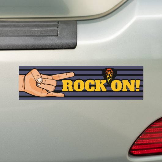 Rock On! Rock-'n-roll muziek Bumpersticker (Op auto)