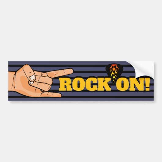 Rock On! Rock-'n-roll muziek Bumpersticker (Voorkant)