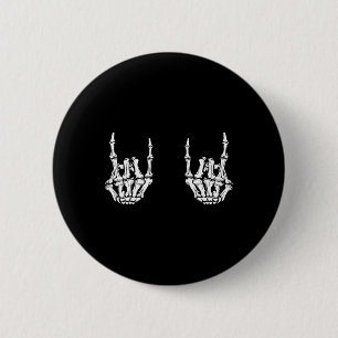 Rock On Rock Star Skelet Hands Rocker Fun Hallow Ronde Button 5,7 Cm