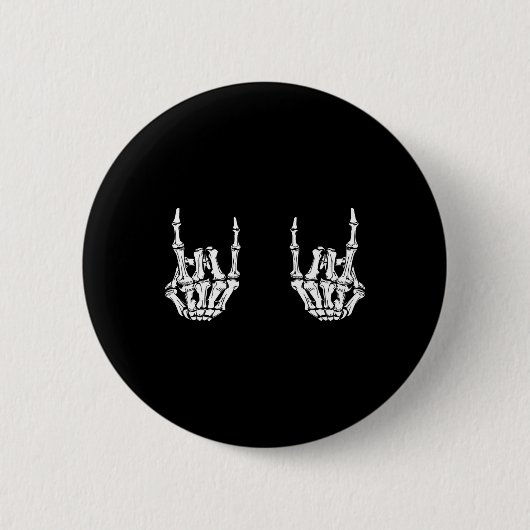Rock On Rock Star Skelet Hands Rocker Fun Hallow Ronde Button 5,7 Cm (Voorkant)