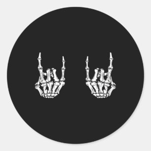 Rock On Rock Star Skelet Hands Rocker Fun Hallow Ronde Sticker